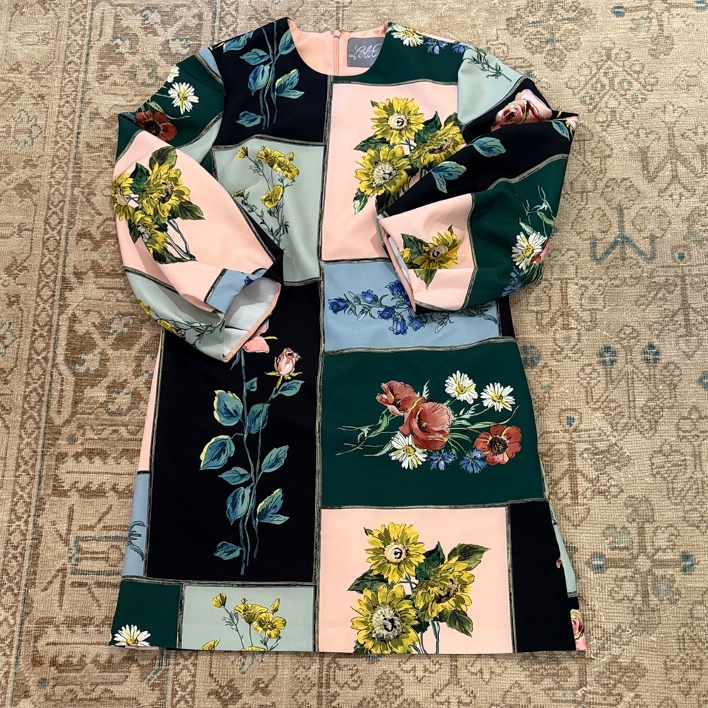 Lela Rose Floral Patchwork Mini Dress